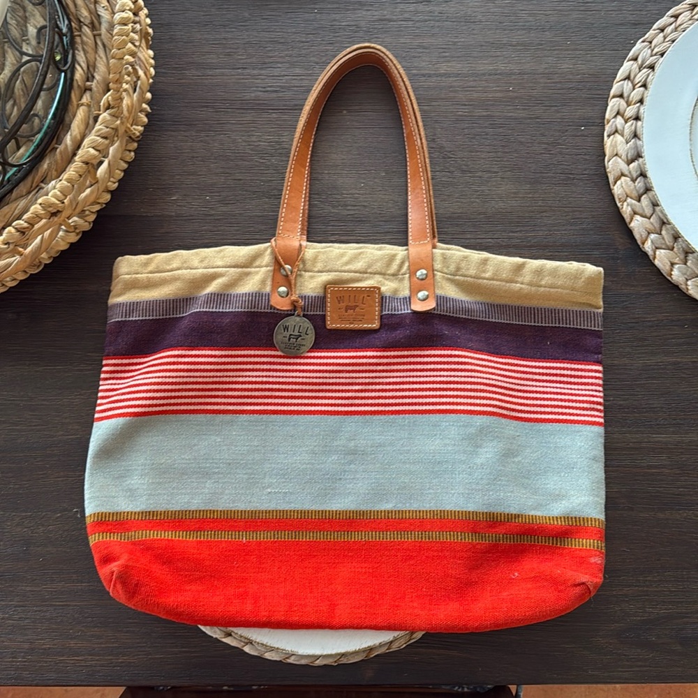 Will Leather Goods Tote Bag Multicolor Stripe Vintage Boho Western Cowgirl Bag